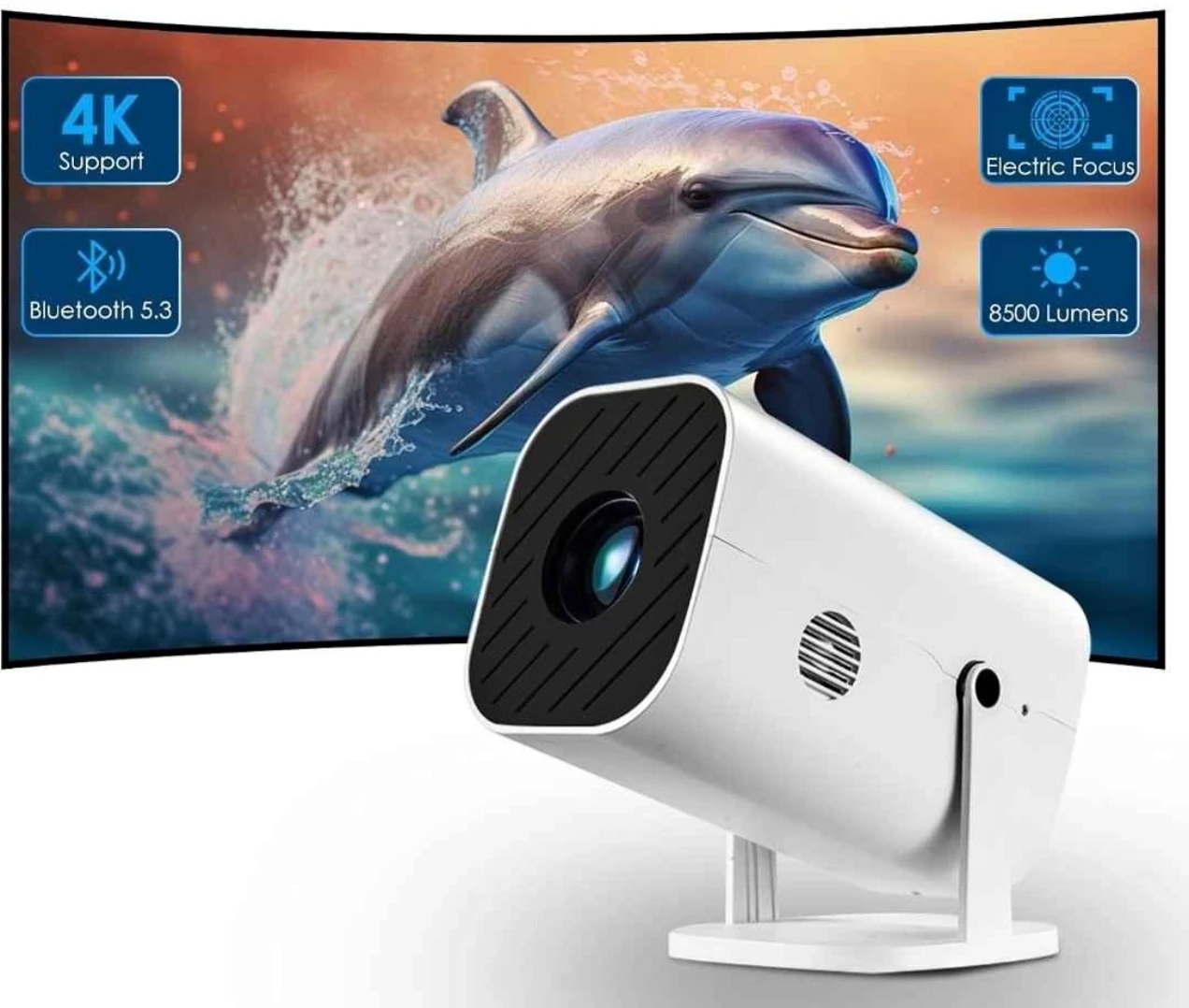 1080P Mini Projector - WiFi 6 / Bluetooth, 180°, USB, HDMI