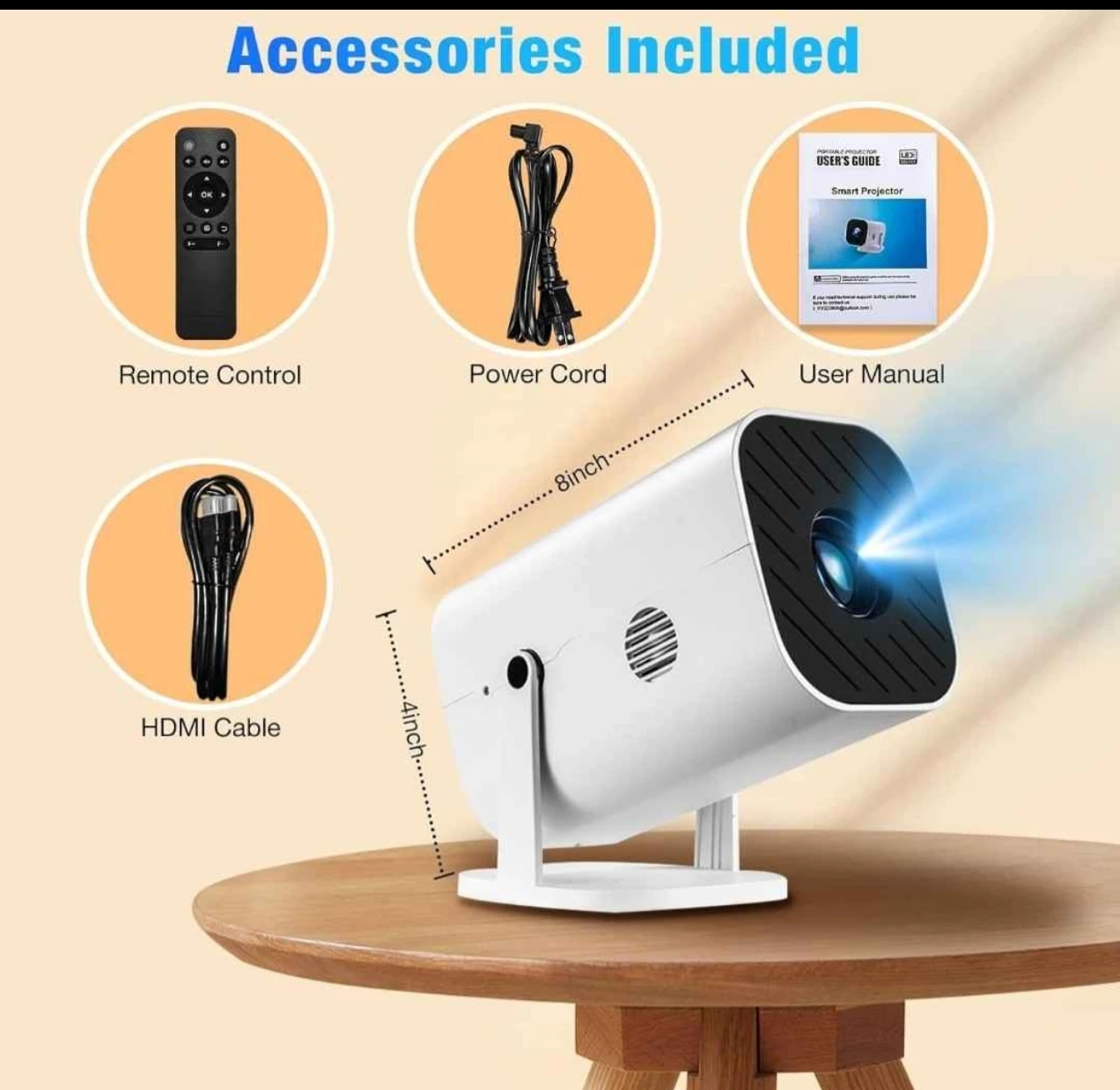 1080P Mini Projector - WiFi 6 / Bluetooth, 180°, USB, HDMI - photo 4