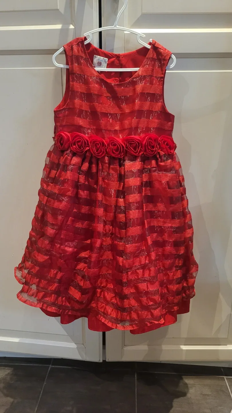 Red Dress with Rose Detail