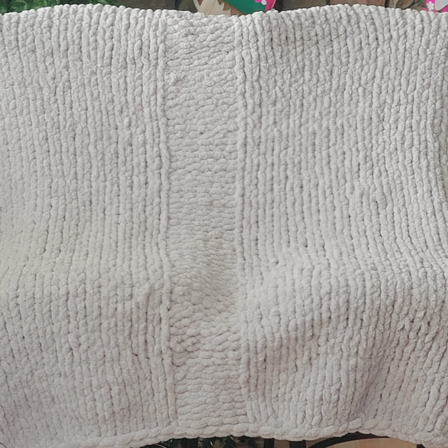 Handmade Grey Chunky Crochet Blanket 50" × 55"