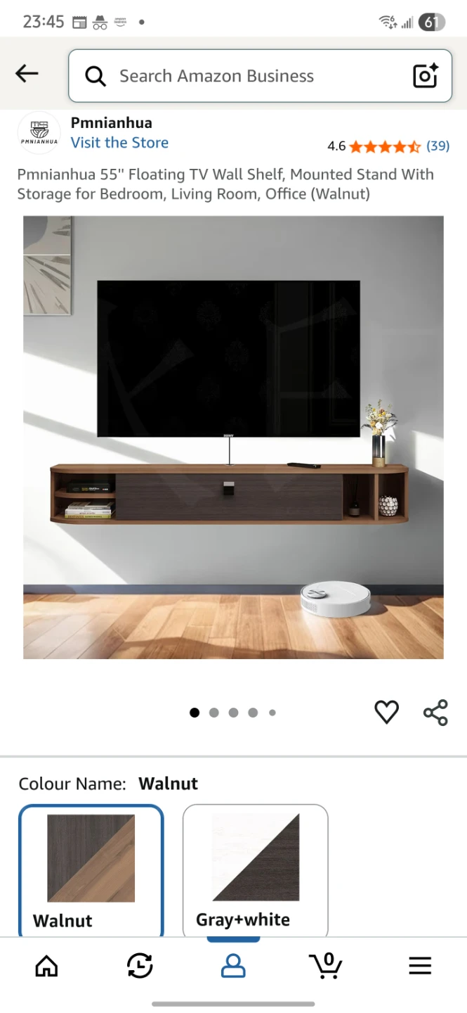 Pmnianhua 55" Floating TV Wall Shelf - Walnut - photo 2
