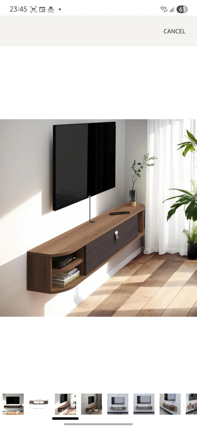Pmnianhua 55" Floating TV Wall Shelf - Walnut - photo 3