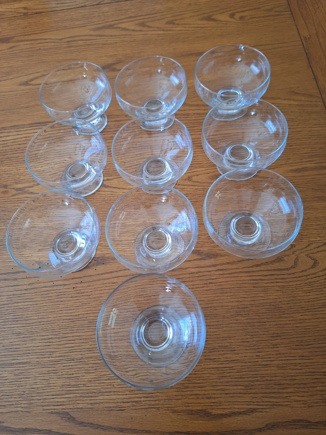Set of 10 Clear Glass Dessert Bowls