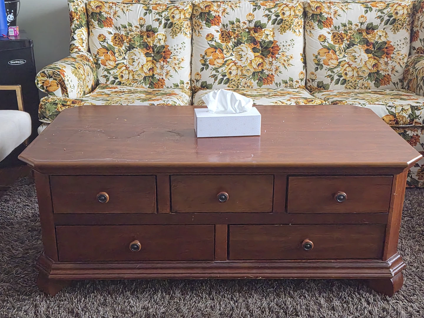 Wooden Coffee Table with Drawers