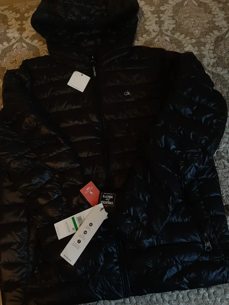 Calvin Klein Black Packable Down Puffer Jacket, L