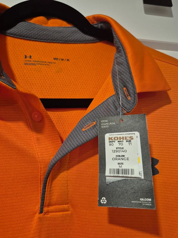 Under Armour Orange Polo Golf Shirt - Size M NWT image indicator(2)