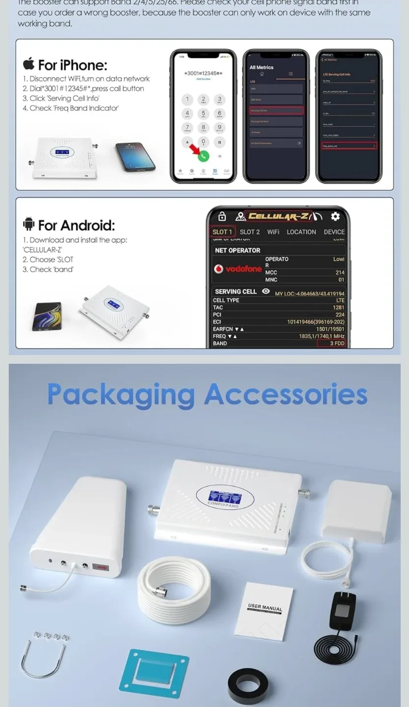 Cell Phone Booster for House, Band 2/4/5/25/66 Cell Phone Signal image indicator(2)