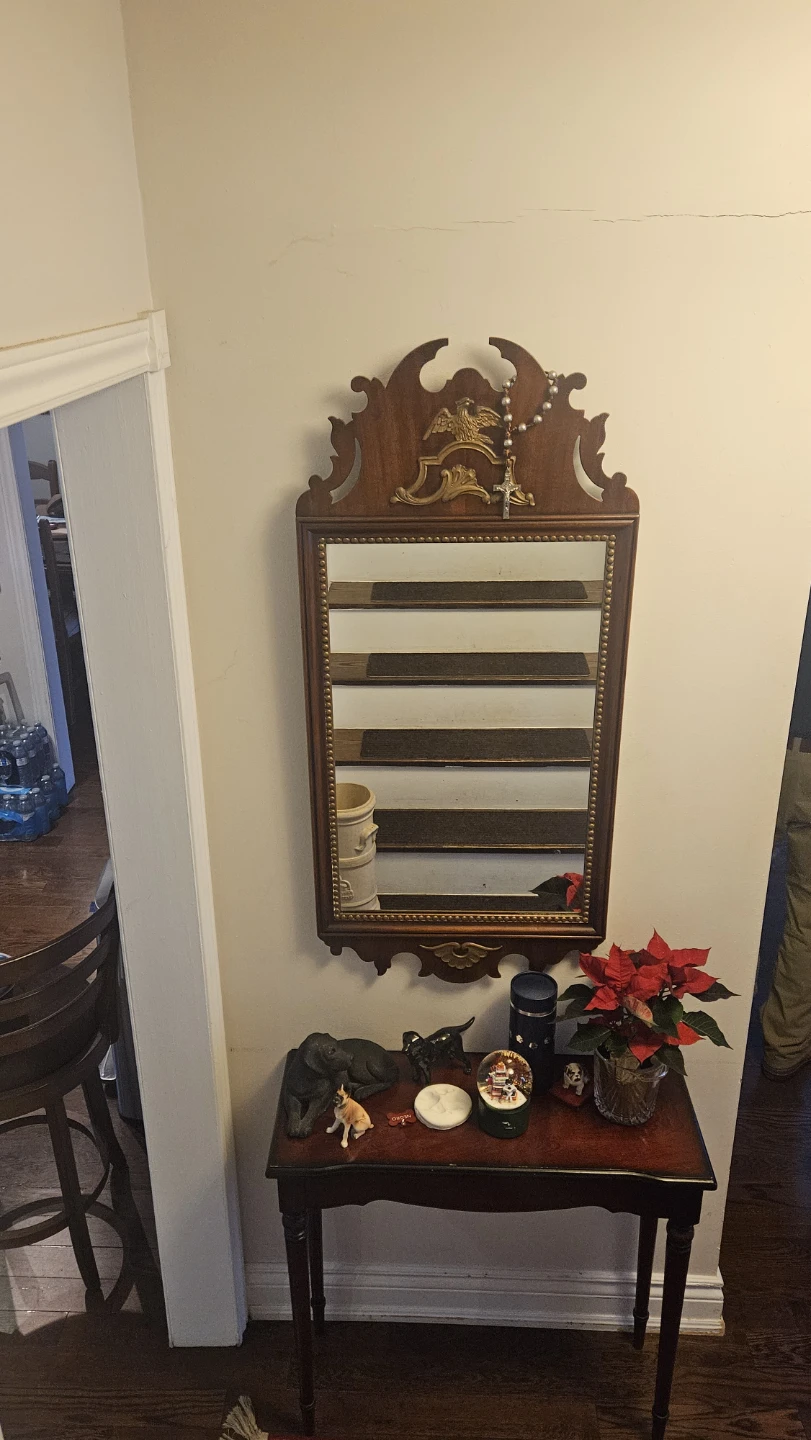 Vintage Wooden Wall Shelf Mirror