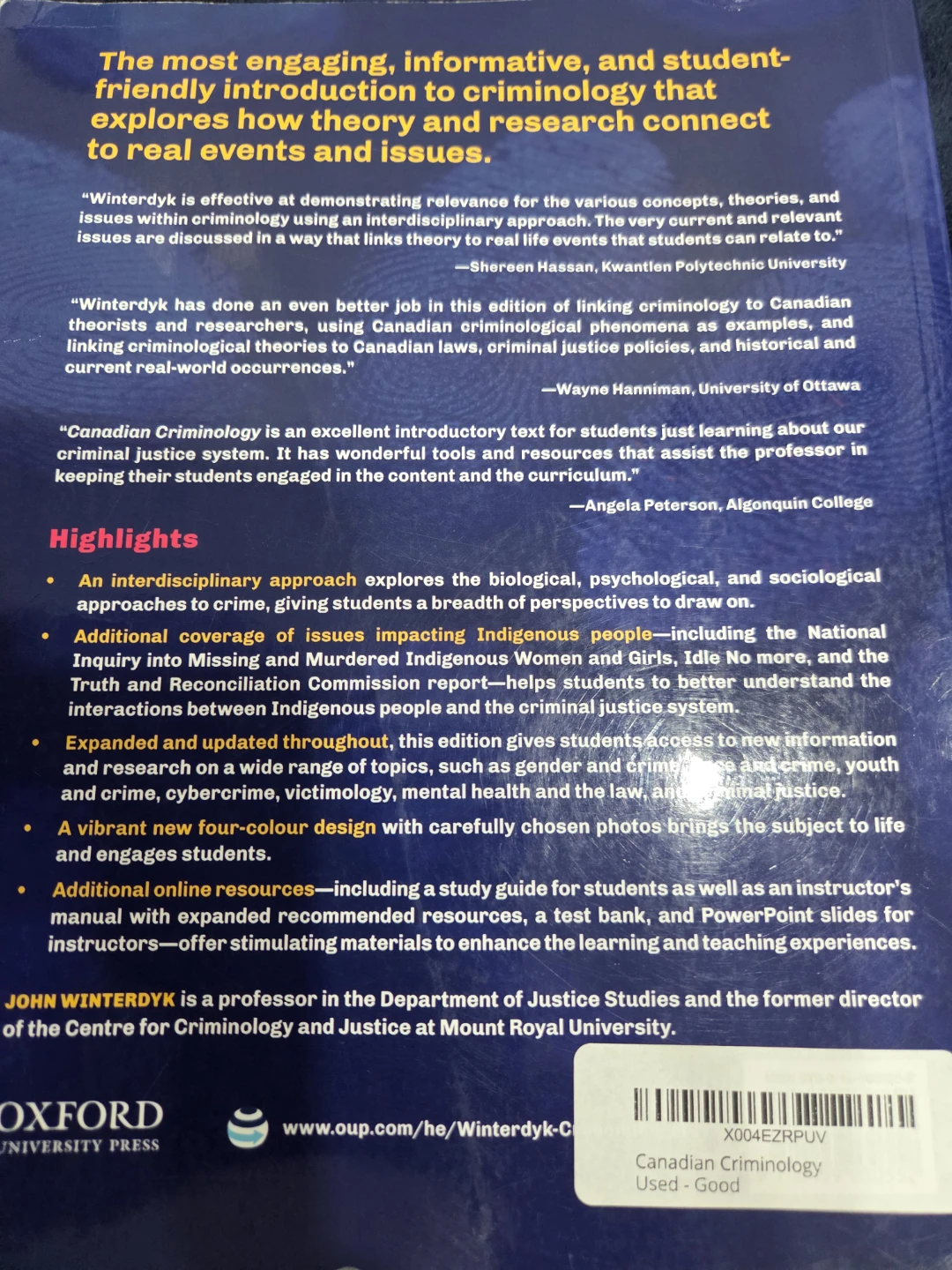 CANADIAN CRIMINOLOGY FOURTH EDITION JOHN WINTERDYK - photo 2