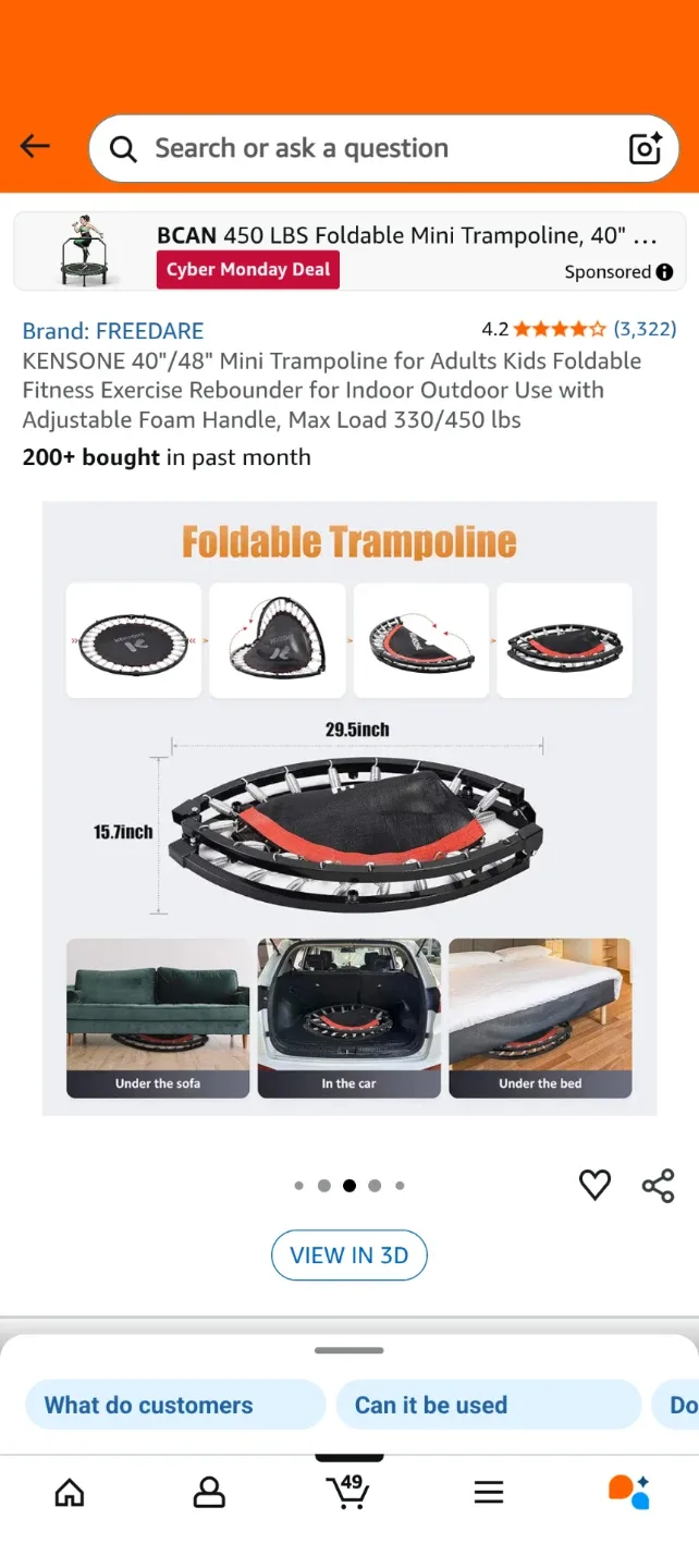 FREEDARE 40"Mini Foldable Trampoline image indicator(4)