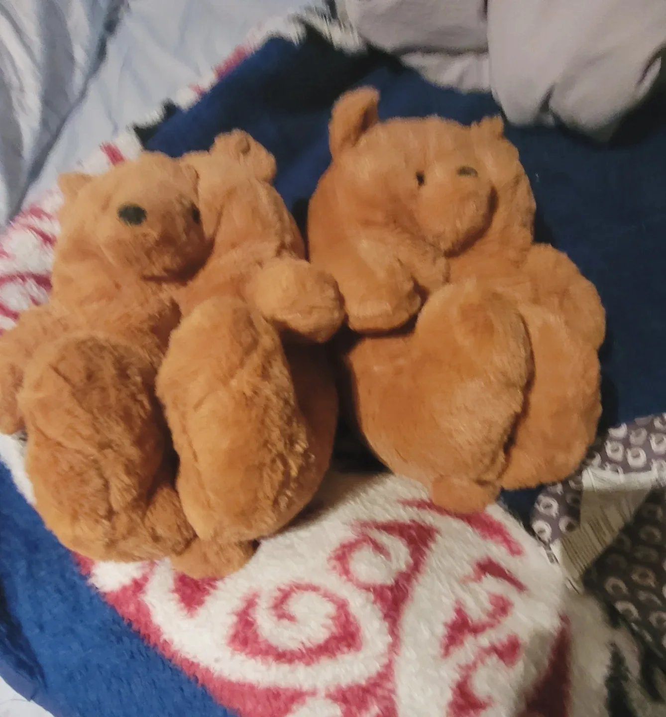 A pair of adorable bear slippers.#Cleanout