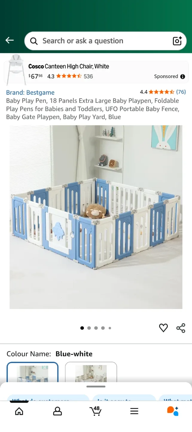 Bestgame Baby Play Pen - Blue & White