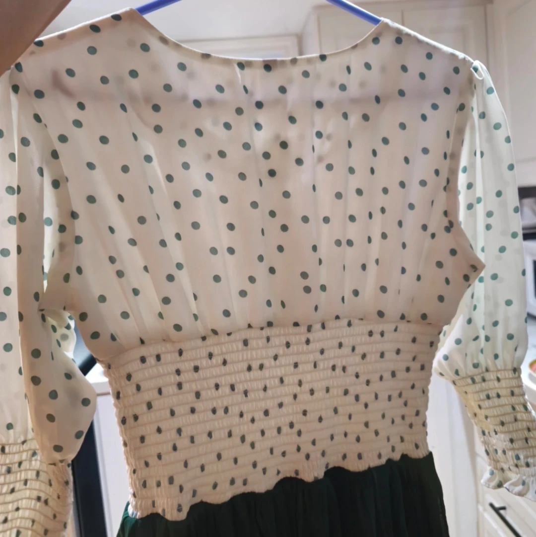 Brand New Polka Dot White & Bottle Green Dress - Size XL - photo 3