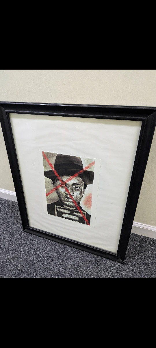 Framed penciled Malcolm X print - photo 2