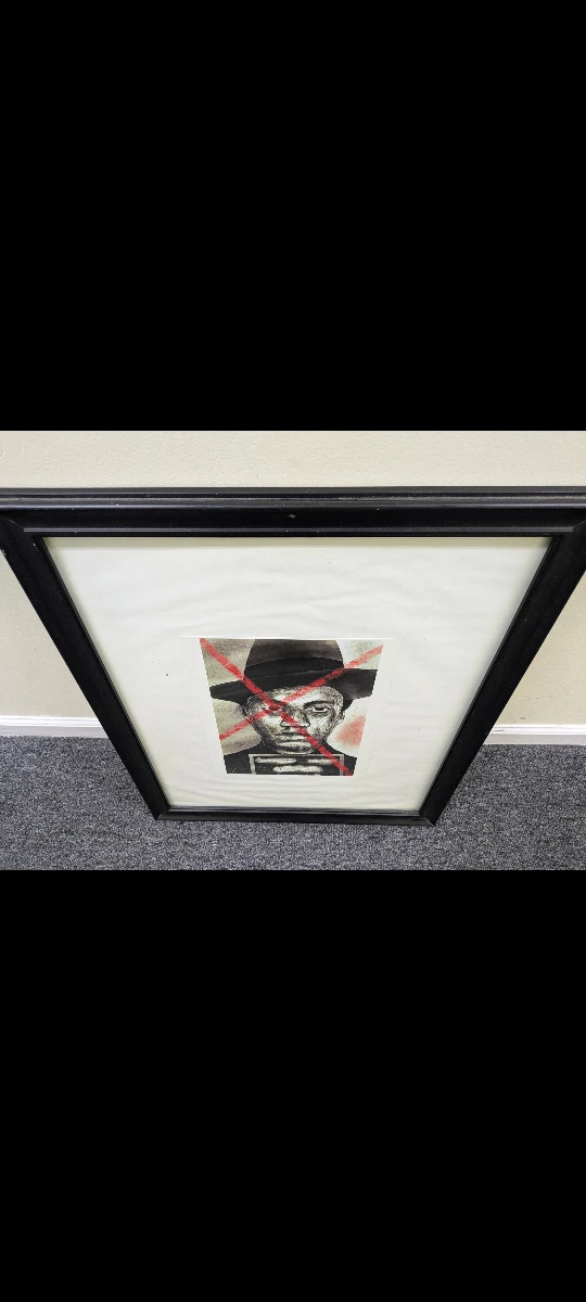 Framed penciled Malcolm X print - photo 4