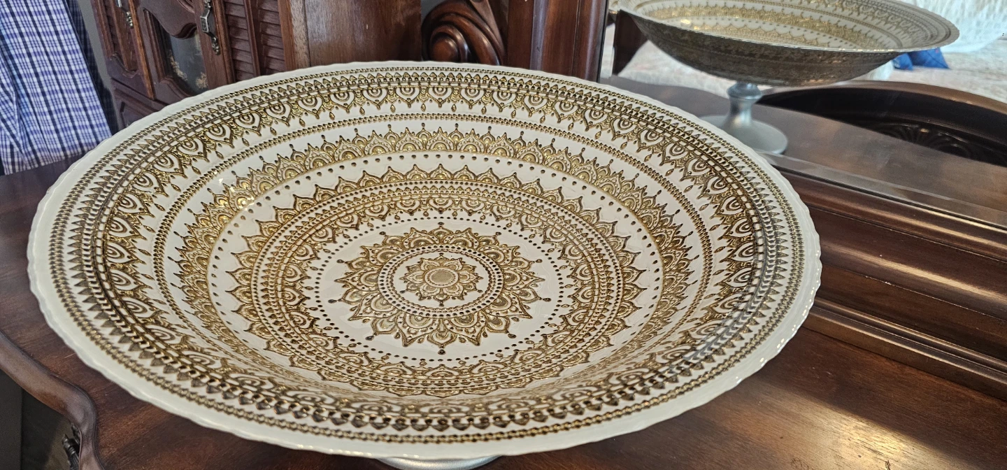 Decorative Footed Bowl - Gold & White - photo 4