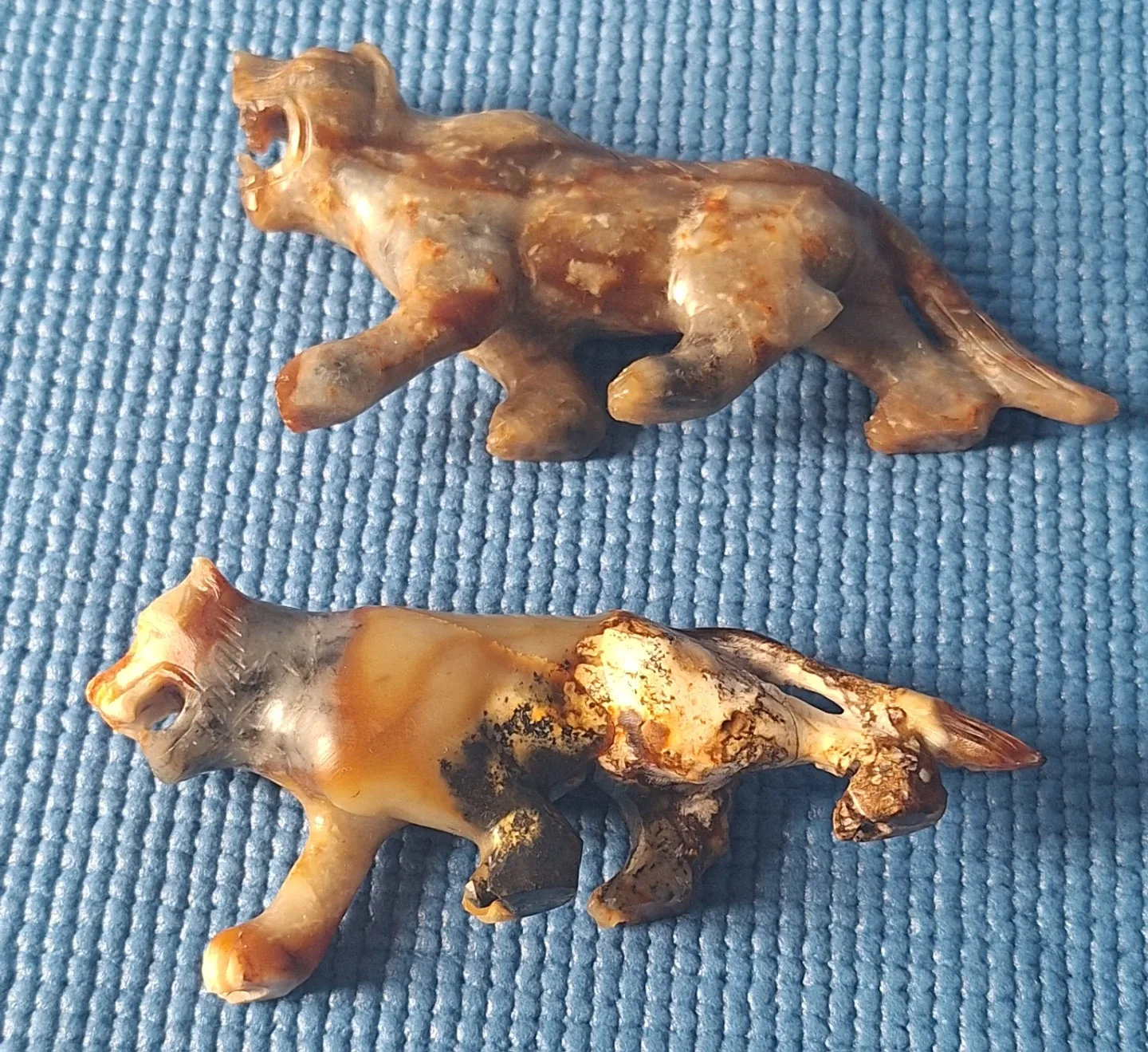 Pair of Vintage Onyx  Marble Stone Tiger Figurines image indicator(6)