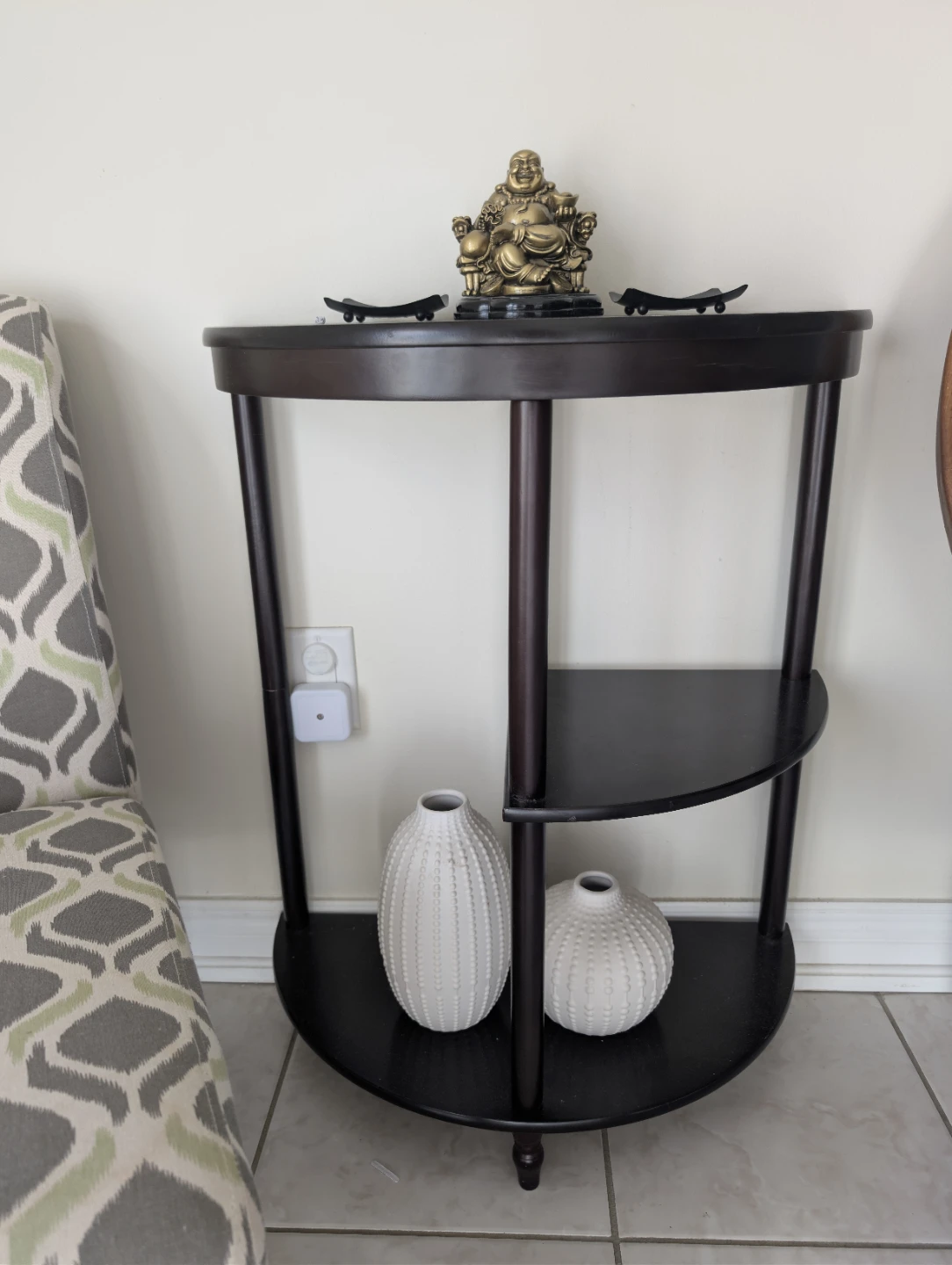 Dark Brown Half-Moon Accent Table