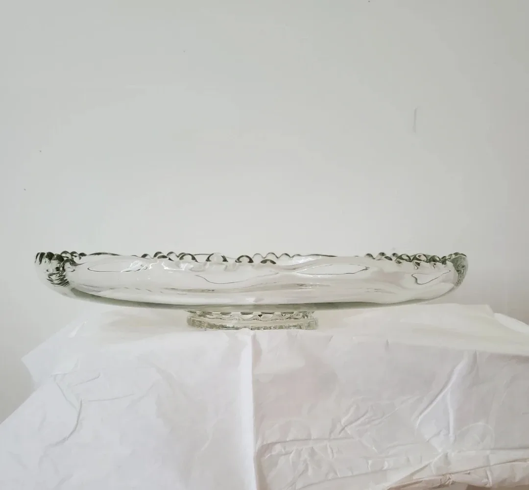 Clear Glass Serving Platter with short pedestal