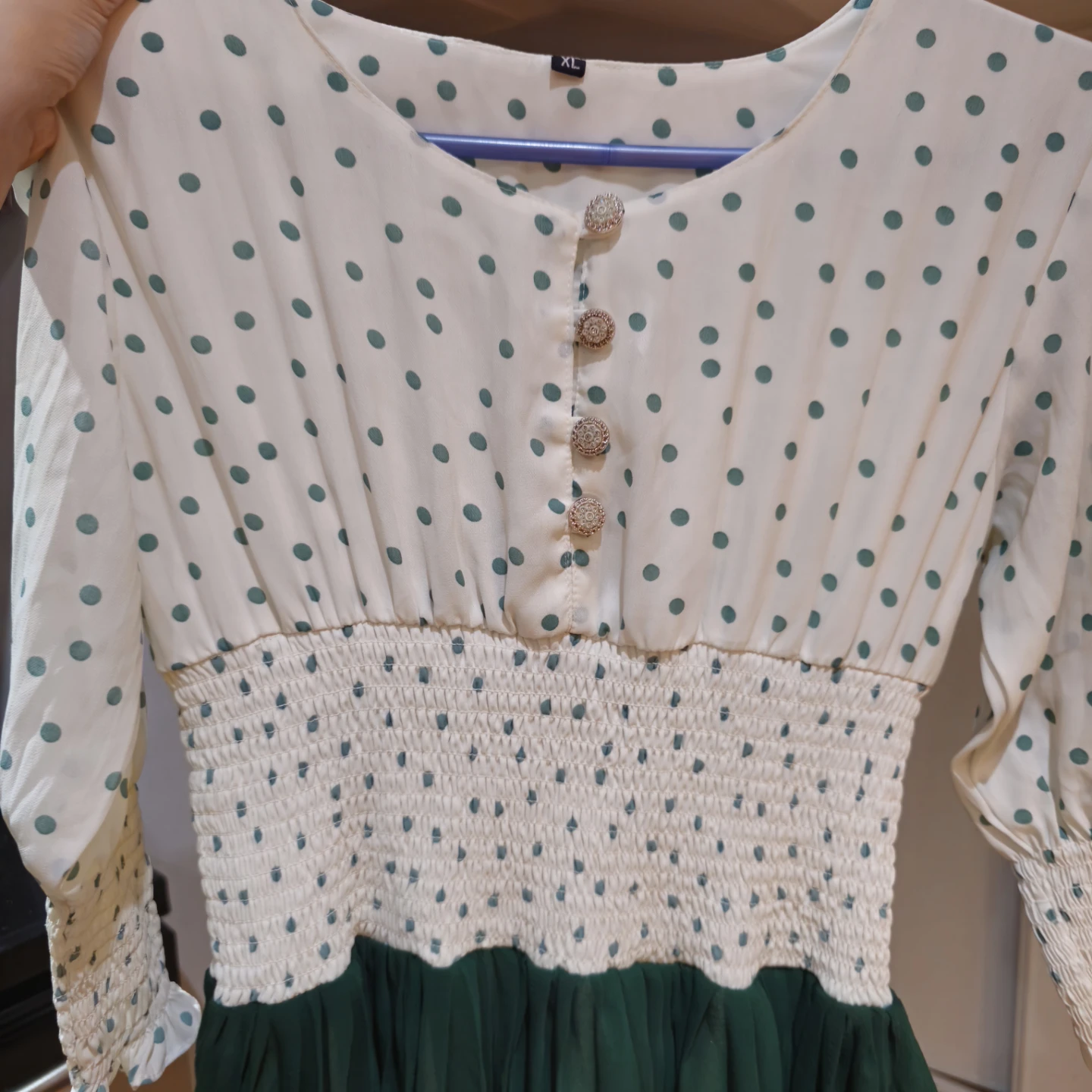 Brand New Polka Dot White & Bottle Green Dress - Size XL - photo 2