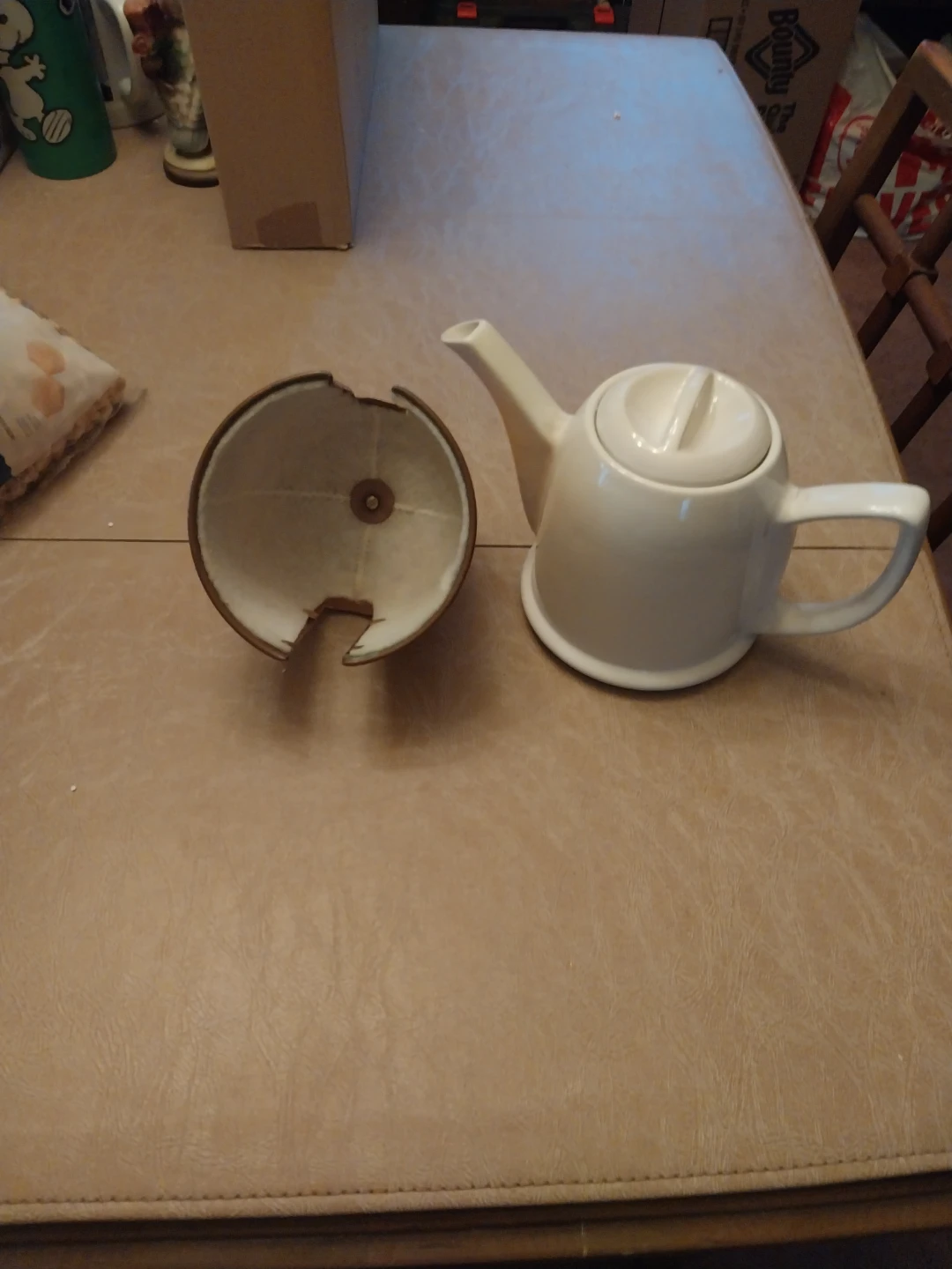 White Ceramic Teapot with Copper Warmer - photo 3