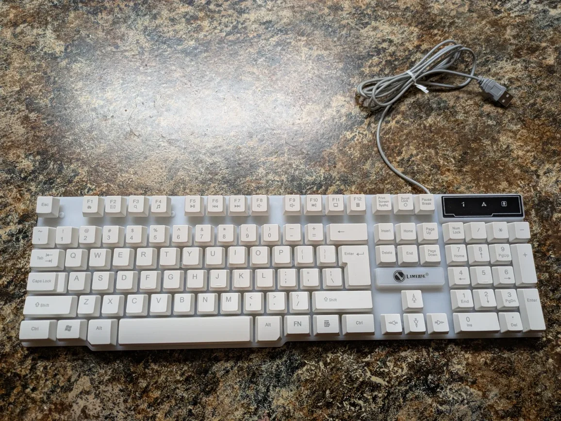 Limeide White Wired Light up Keyboard #Cleanout