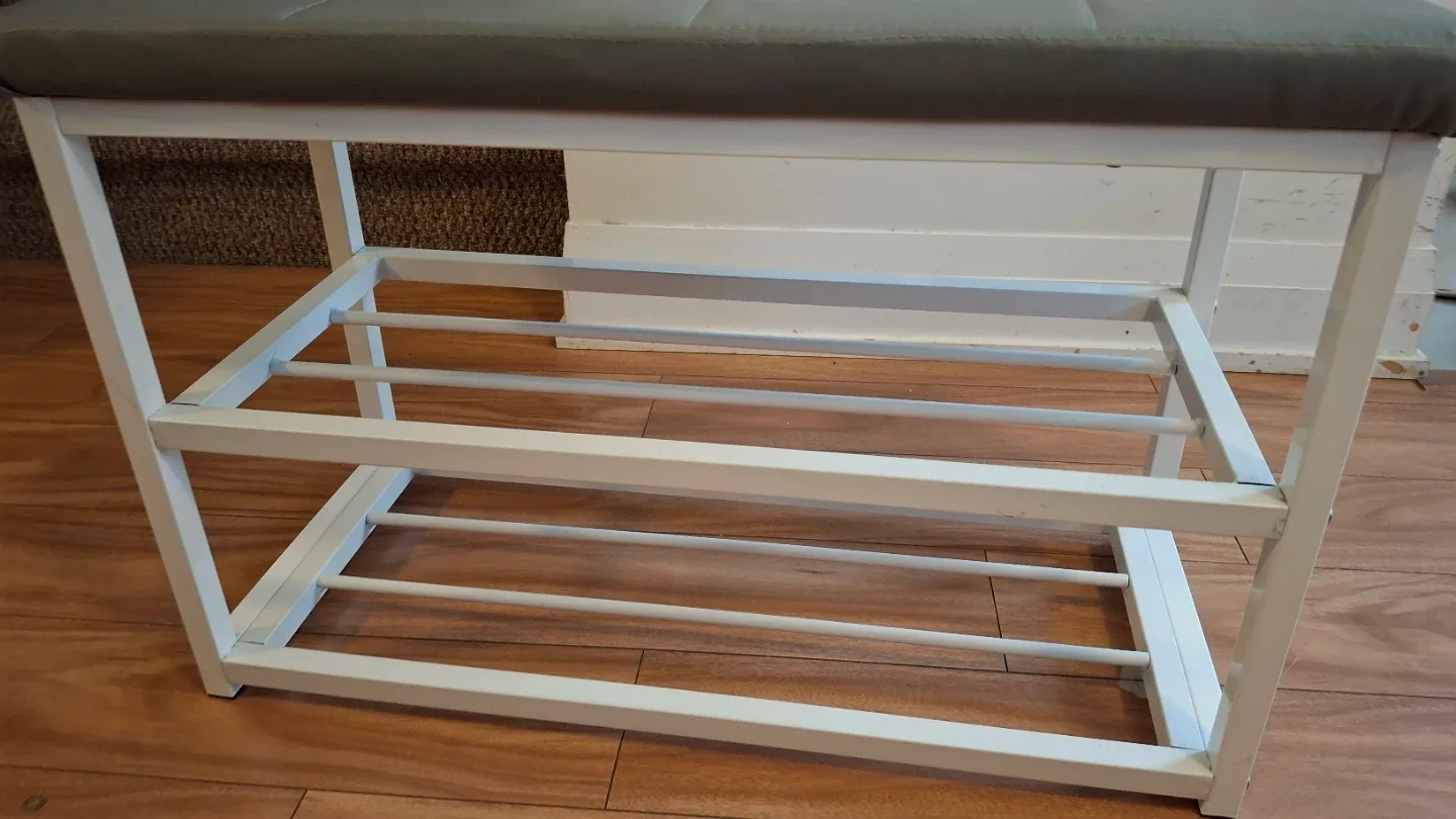 Bench with shelf underneath shoe organizer #cleanout image indicator(6)