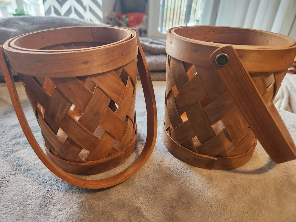 Wooden Woven Basket with Handle - photo 2