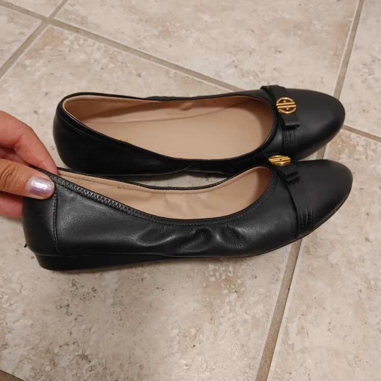 Black Leather  Flats size 9 image indicator(2)