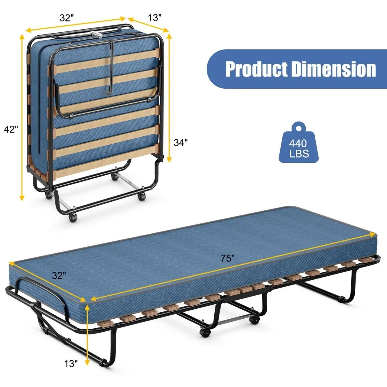 Costway Portable Folding Bed