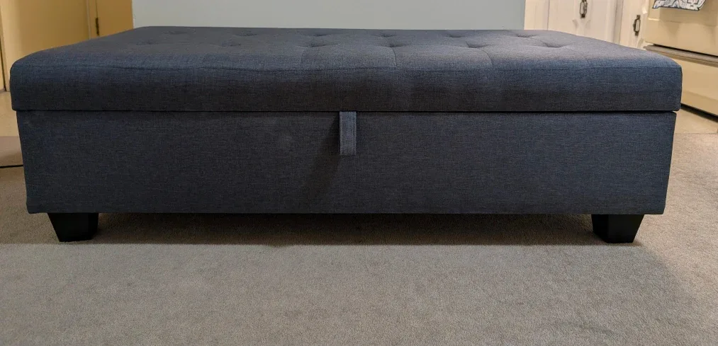 Storage Ottoman, Grey Fabric