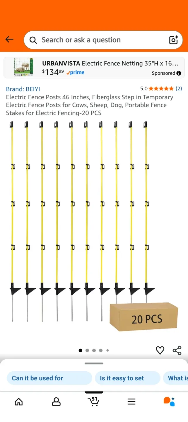 BEIYI Electric Fence Posts 46 Inches - NEW