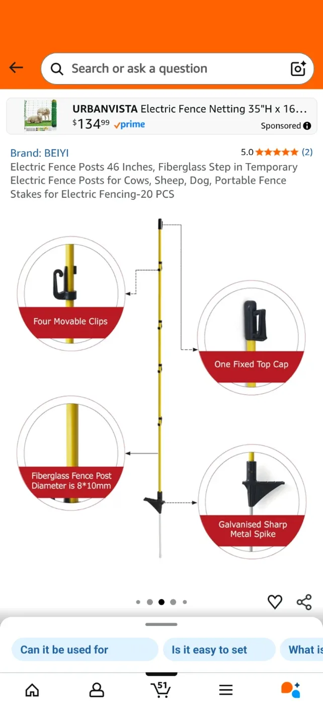 BEIYI Electric Fence Posts 46 Inches - NEW image indicator(4)
