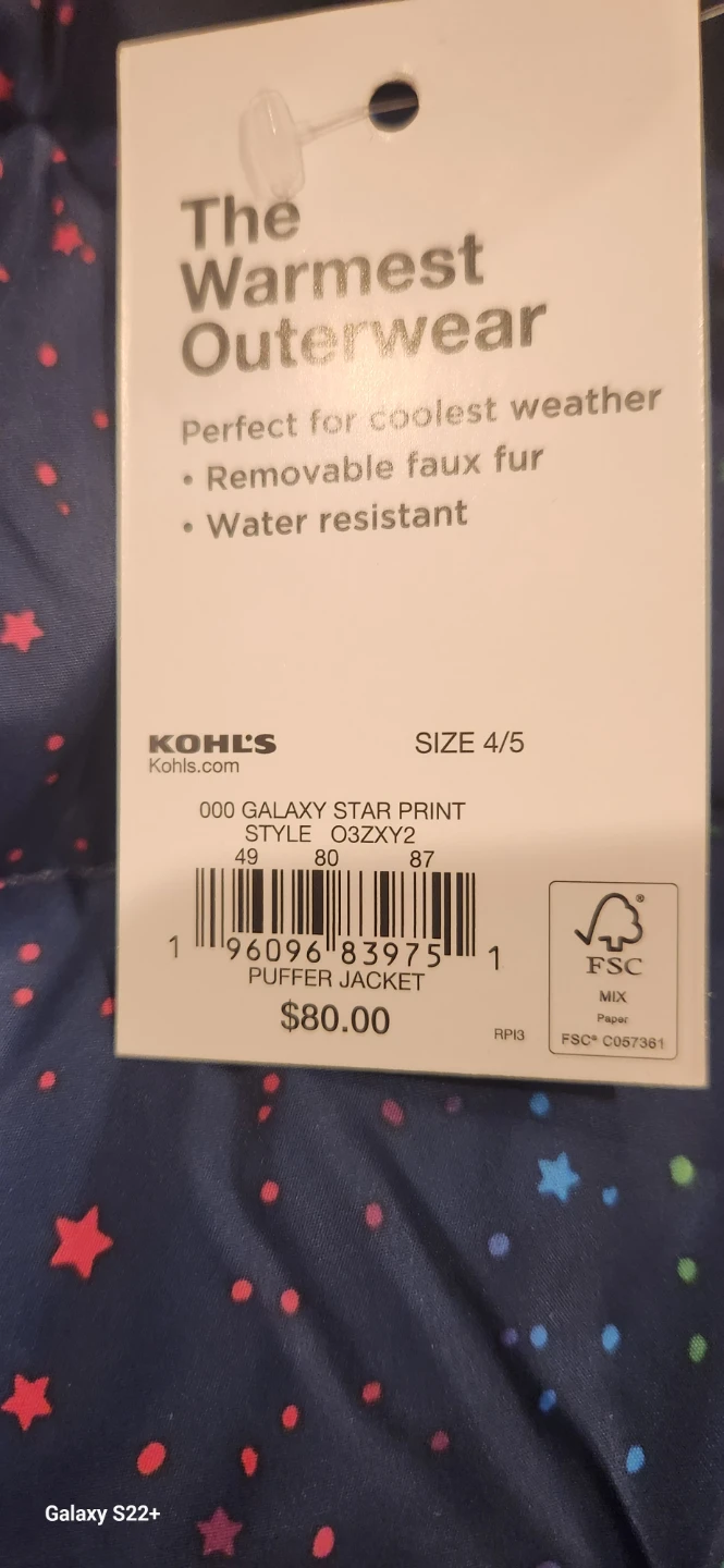 Galaxy Star Print Puffer Jacket - Size 4/5 - photo 4