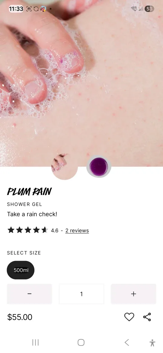 Lush Plum Rain Shower Gel 500ml