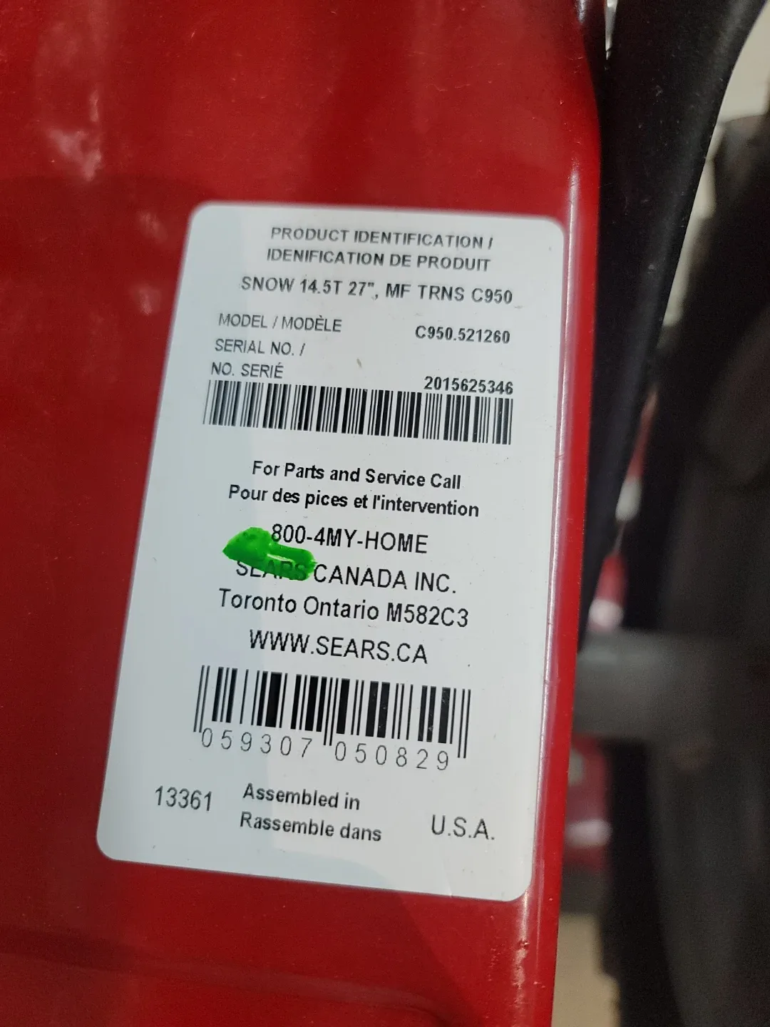 Craftsman 14.5T 27" Snow Thrower image indicator(3)