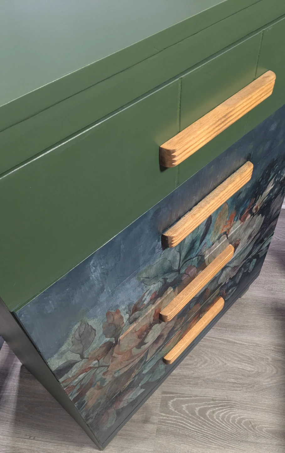 One-of-a-Kind Green Dresser w/ Floral Detail - photo 5