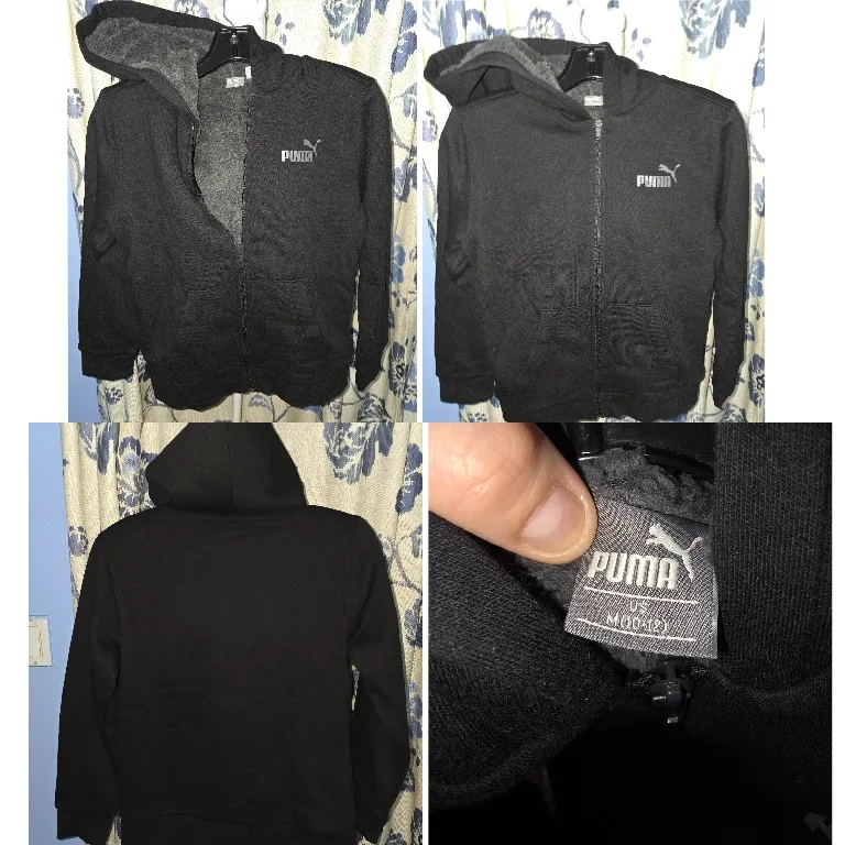 Puma Black Zip-Up Hoodie - Size M (10-12)