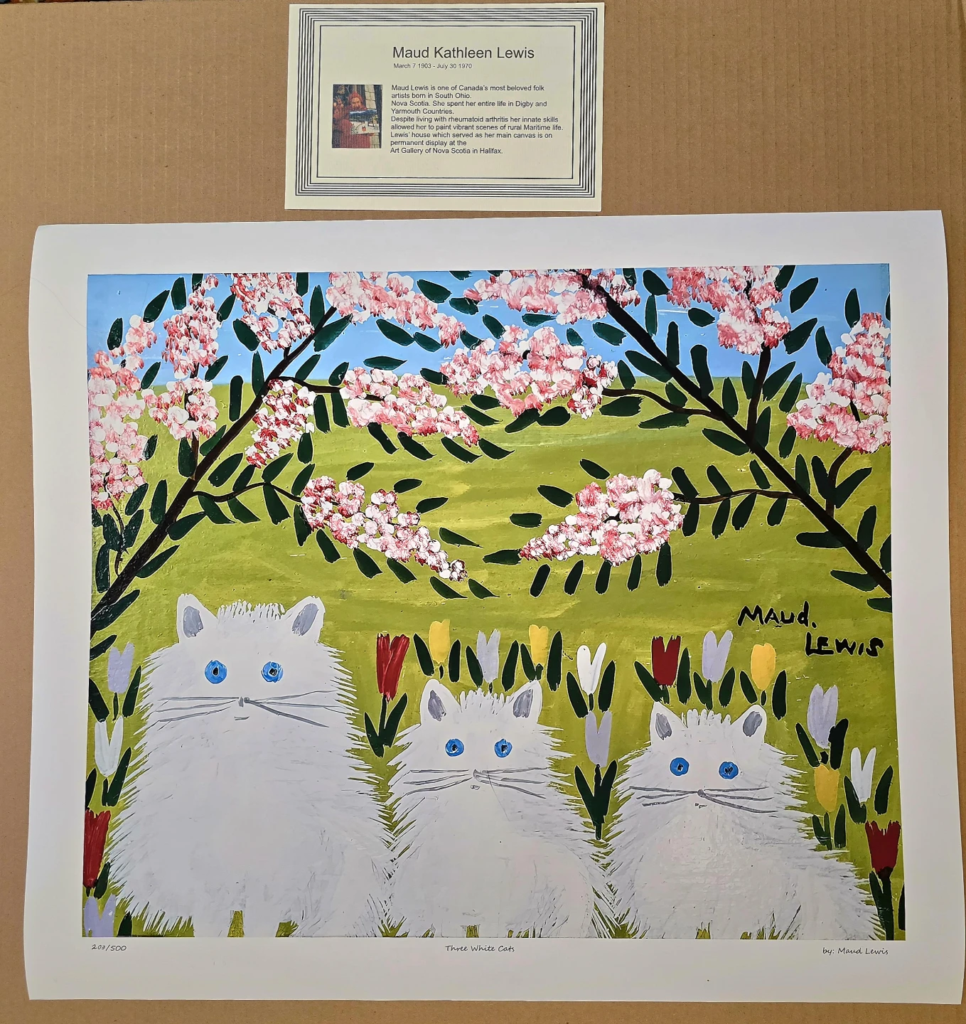 Three White Cats ny Maud Lewis lithograph - photo 2