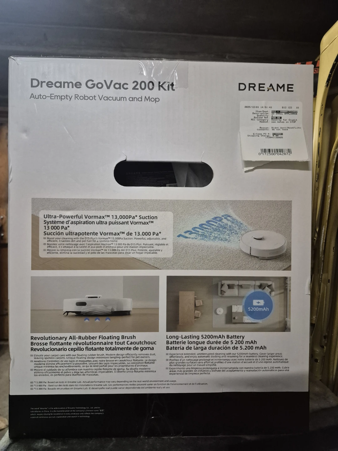 Dreame GoVac 200 Kit Auto-Empty Robot Vacuum - photo 3