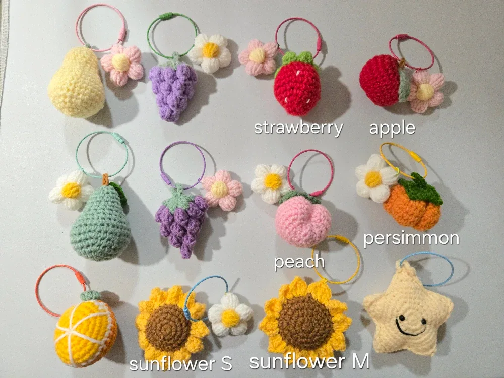 Handmade Crochet Fruit & Flower Accessories, gift #Cleanout image indicator(2)