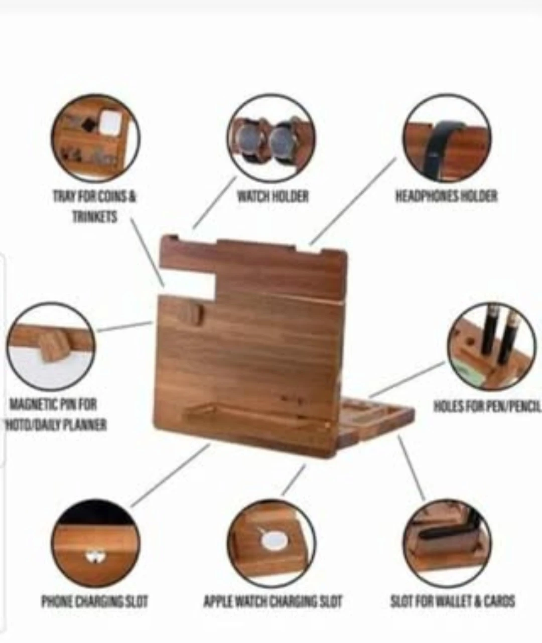 WUTCRFT - Wood Docking Station/Nightstand Organizer with ... - photo 4