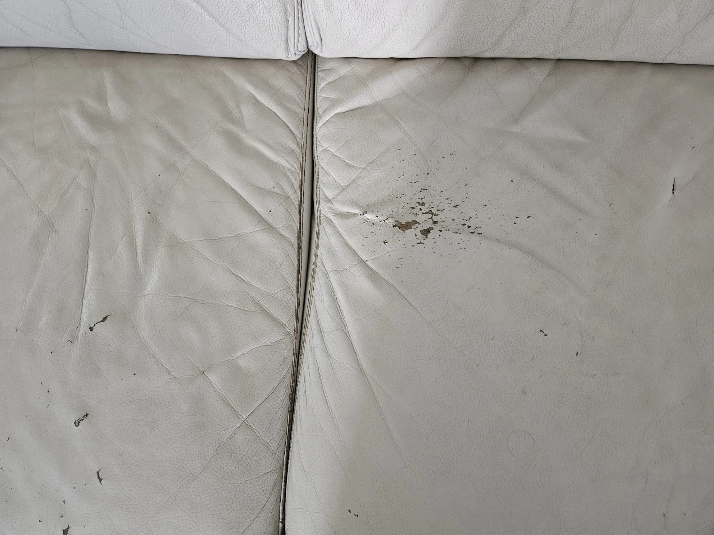 White Leather 3-Seater Sofa - photo 2