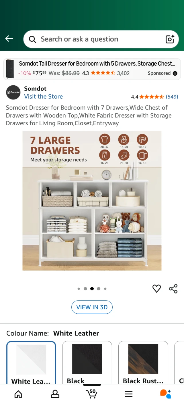 Somdot Tall Dresser - White Leather Finish - photo 4