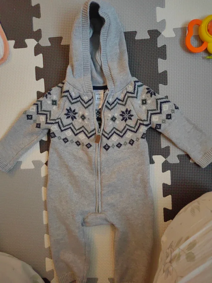 Carter's 6m Grey Knit Hooded Romper