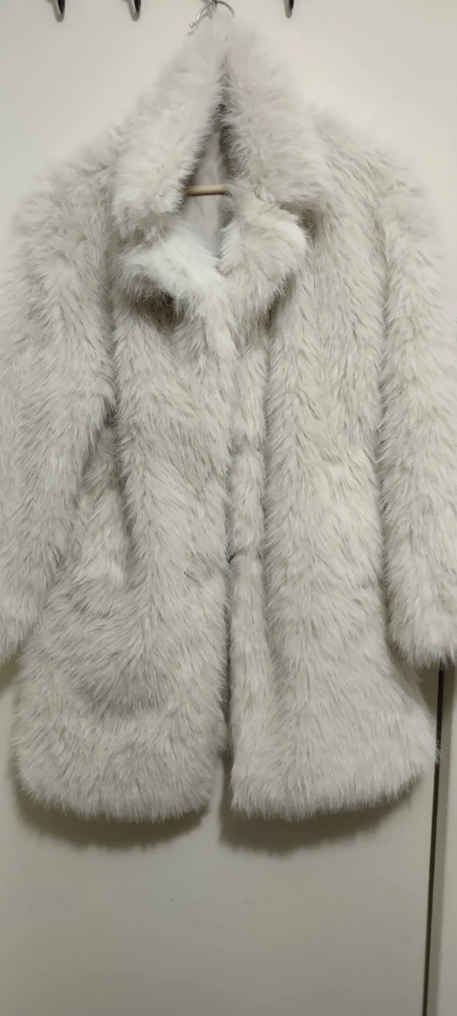 Faux Fur Coat - Ivory color