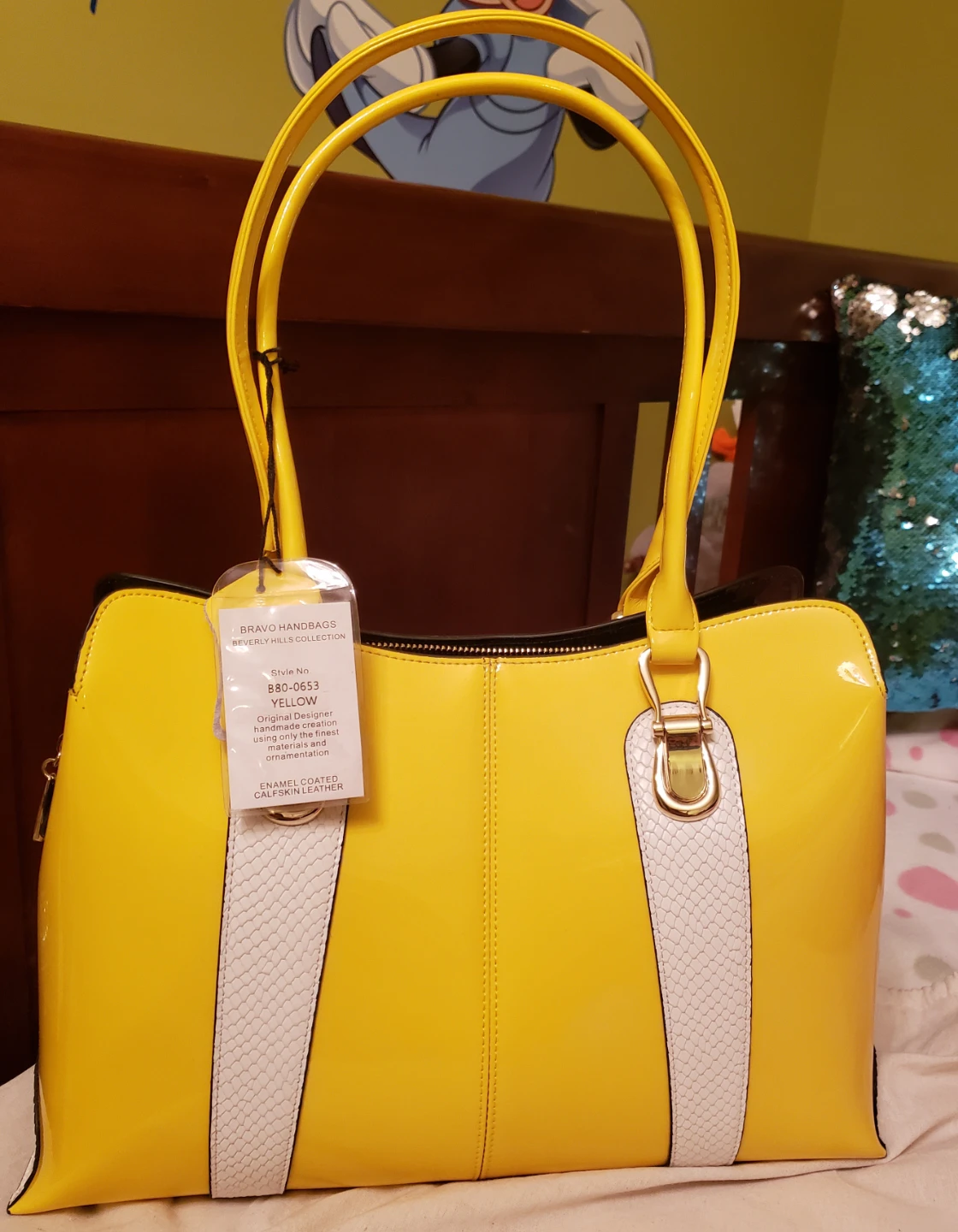 Bravo Beverly Hills Yellow Leather Handbag