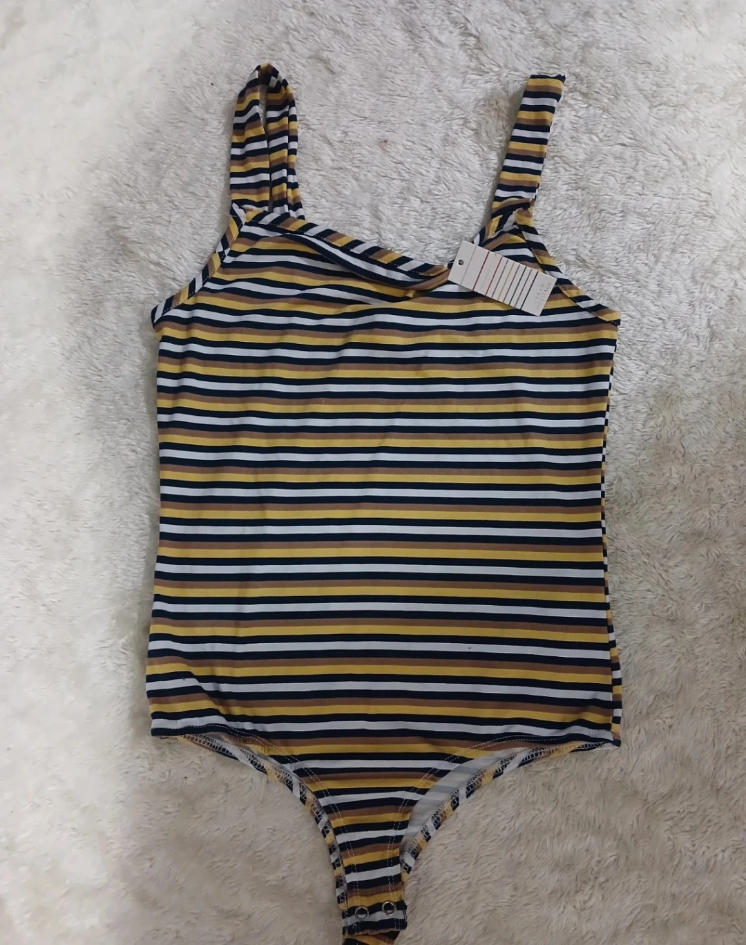 NEW CUTE  STRIPED BODYSUIT - SIZE SMALL - photo 2