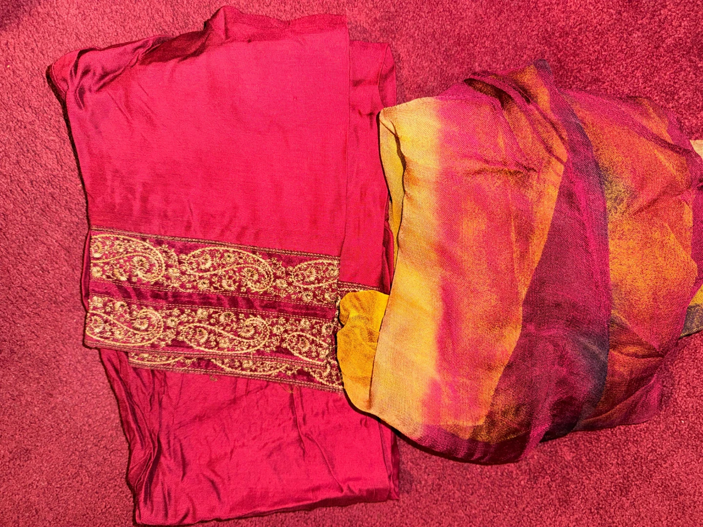 Salwar Kameez Suit - Mustard & Maroon - photo 2