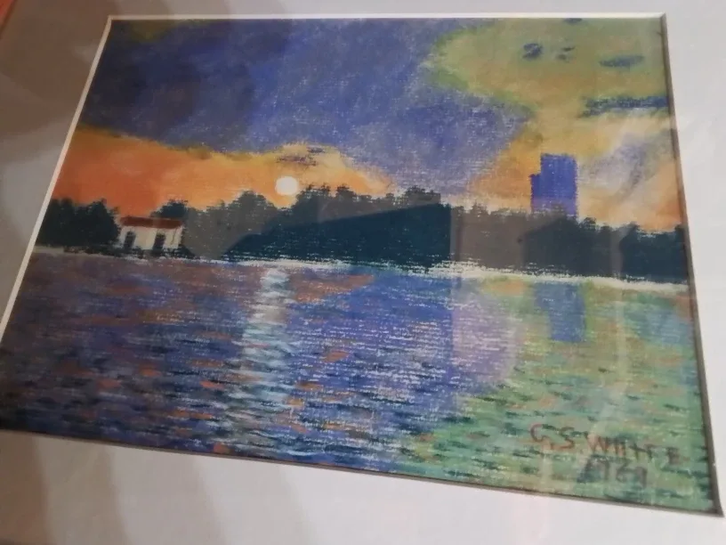 Original Pastel Painting C.S. White 1969 15.25x12.25" image indicator(4)